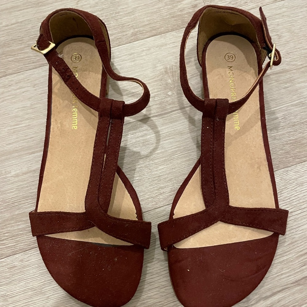 French Suede T Strap Sandal